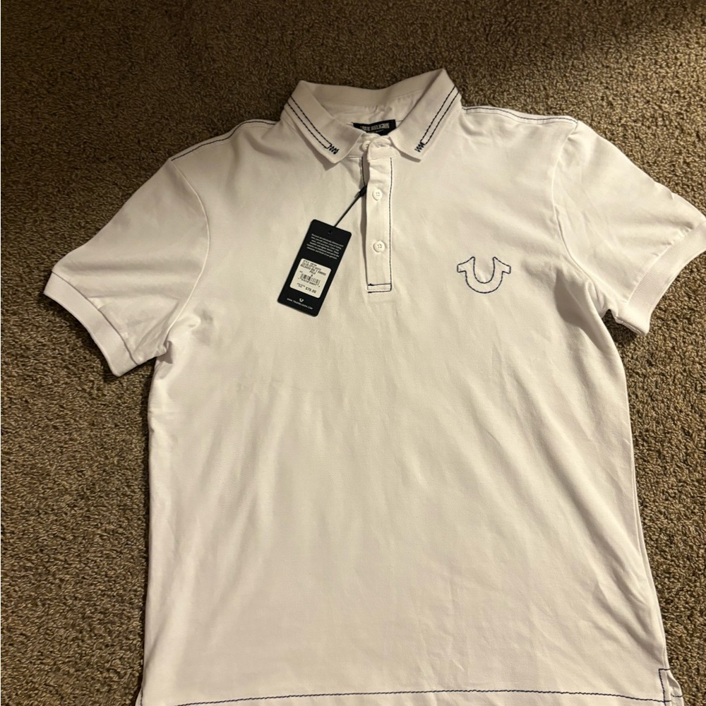 True Religion White Polo Shirt Classic Design